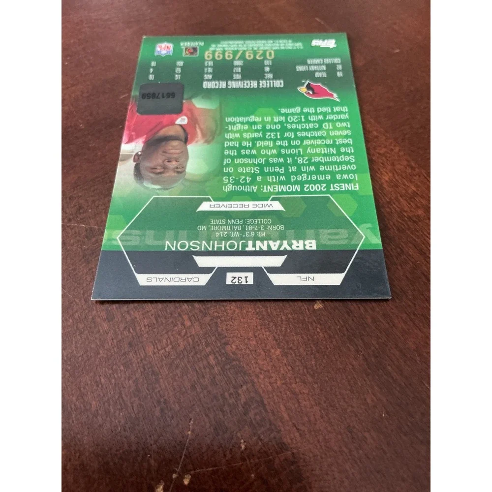 2003 Topps Finest Bryant Johnson Rookie Card Auto RC #132 Arizona Cardinals /999